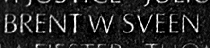 Sveen's name inscribed on the Wall